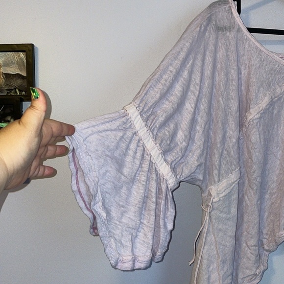 Free People Oversized Linen Sandstorm Flowy Lilac Lavender Top Size XS - Picture 7 of 16